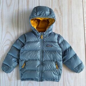 Patagonia Kids Hi-Loft Down Sweater Hoodie Jacket Toddler 3T Blue #60493